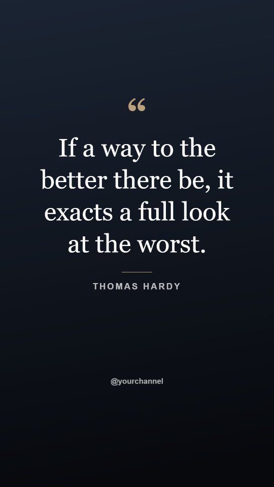 Example Short: a Thomas Hardy quote on a dark background, signed @yourchannel